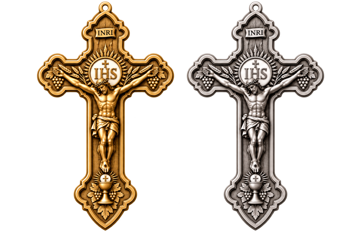 2 inch Holy Mass Crucifix in brass and aluminum