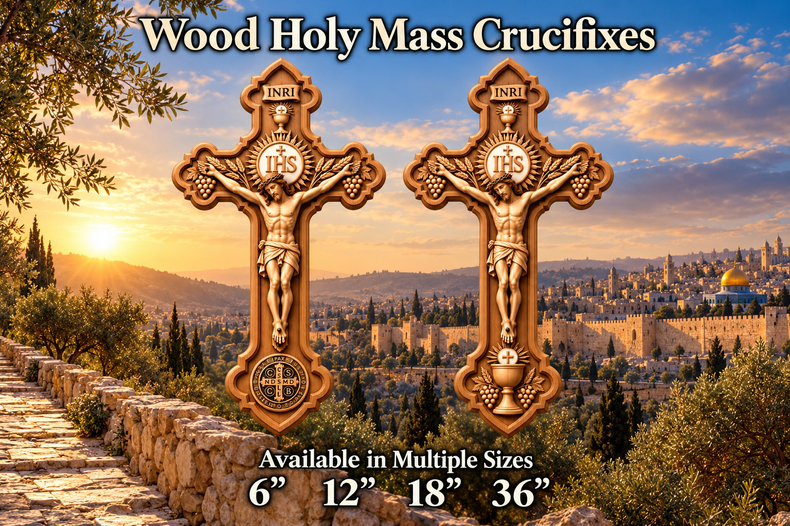 Wood Holy Mass Crucifixes